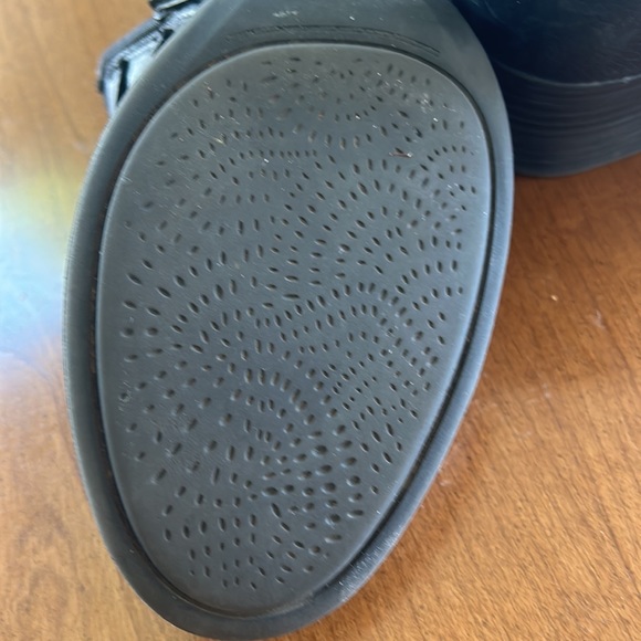 Collection by Clarks:Black short boots with side zipper, buckled strap detail - Picture 3 of 8